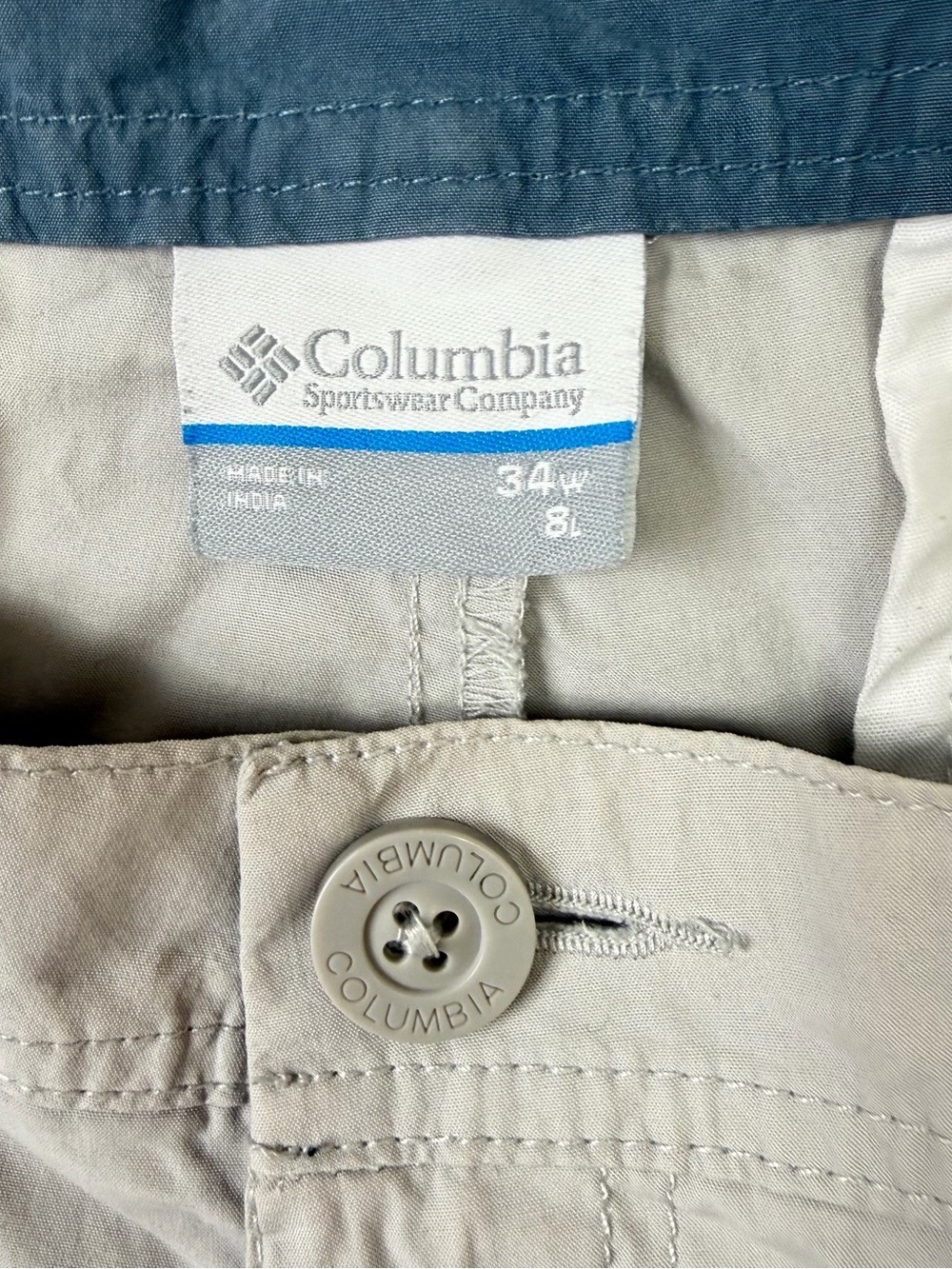 Columbia Men’s Hiking Shorts Size 34x8 Beige Khaki 100% Cotton Lightweight - Picture 4 of 9